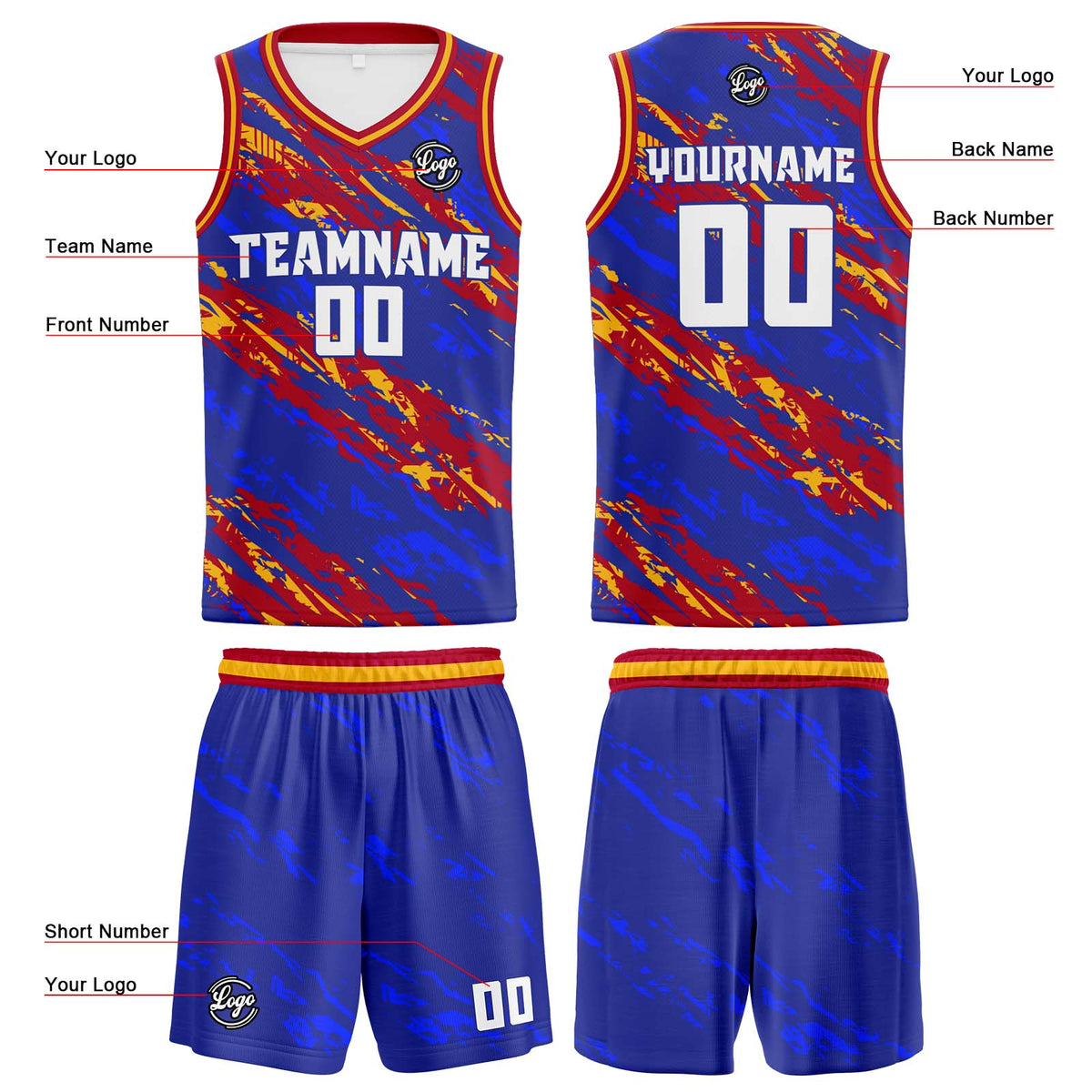 Custom Royal Red Basketball Jersey Uniform Suit Printed Your Logo Name Number enthsush