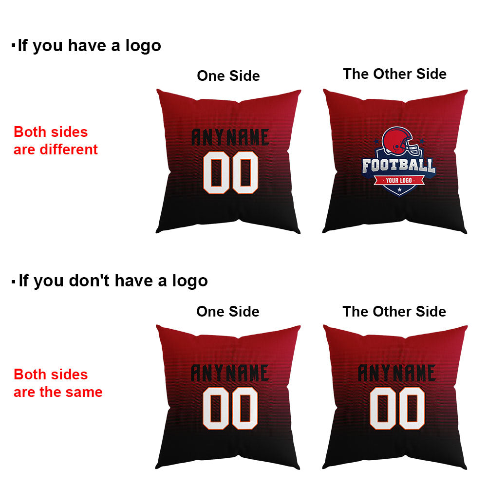 Custom Football Throw Pillow for Men Women Boy Gift Printed Your Personalized Name Number Orange&Red&White&Black enthsush