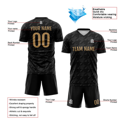 Custom Soccer Jerseys for Men Women Personalized Soccer Uniforms for Adult and Kid Black&Old Gold enthsush