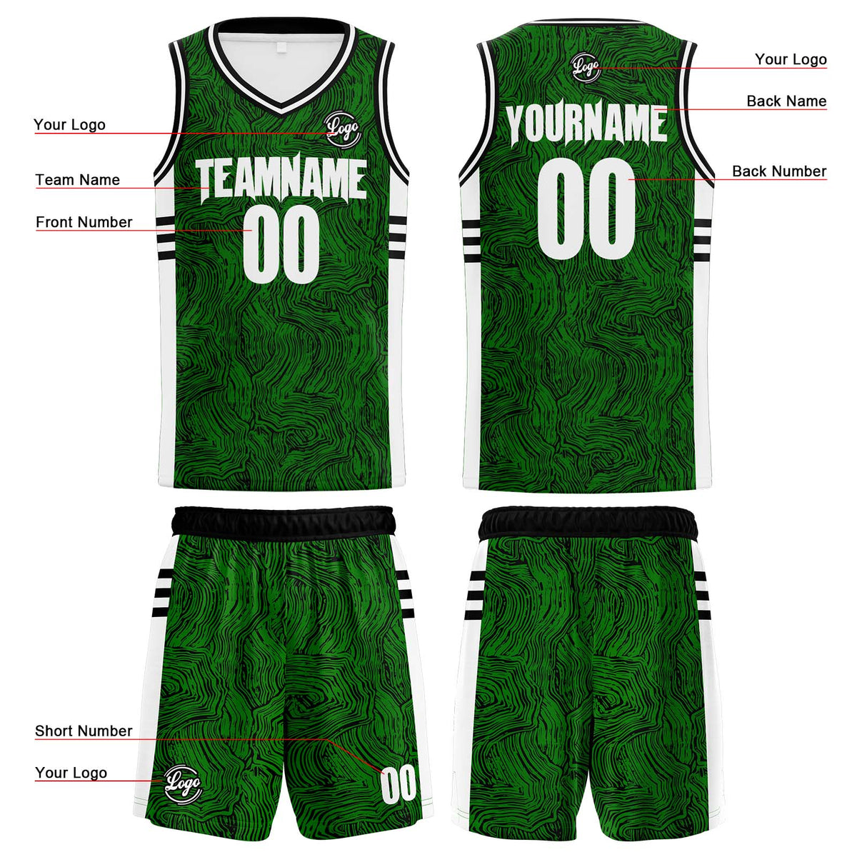 Custom Black Green Basketball Jersey Uniform Suit Printed Your Logo Name Number enthsush