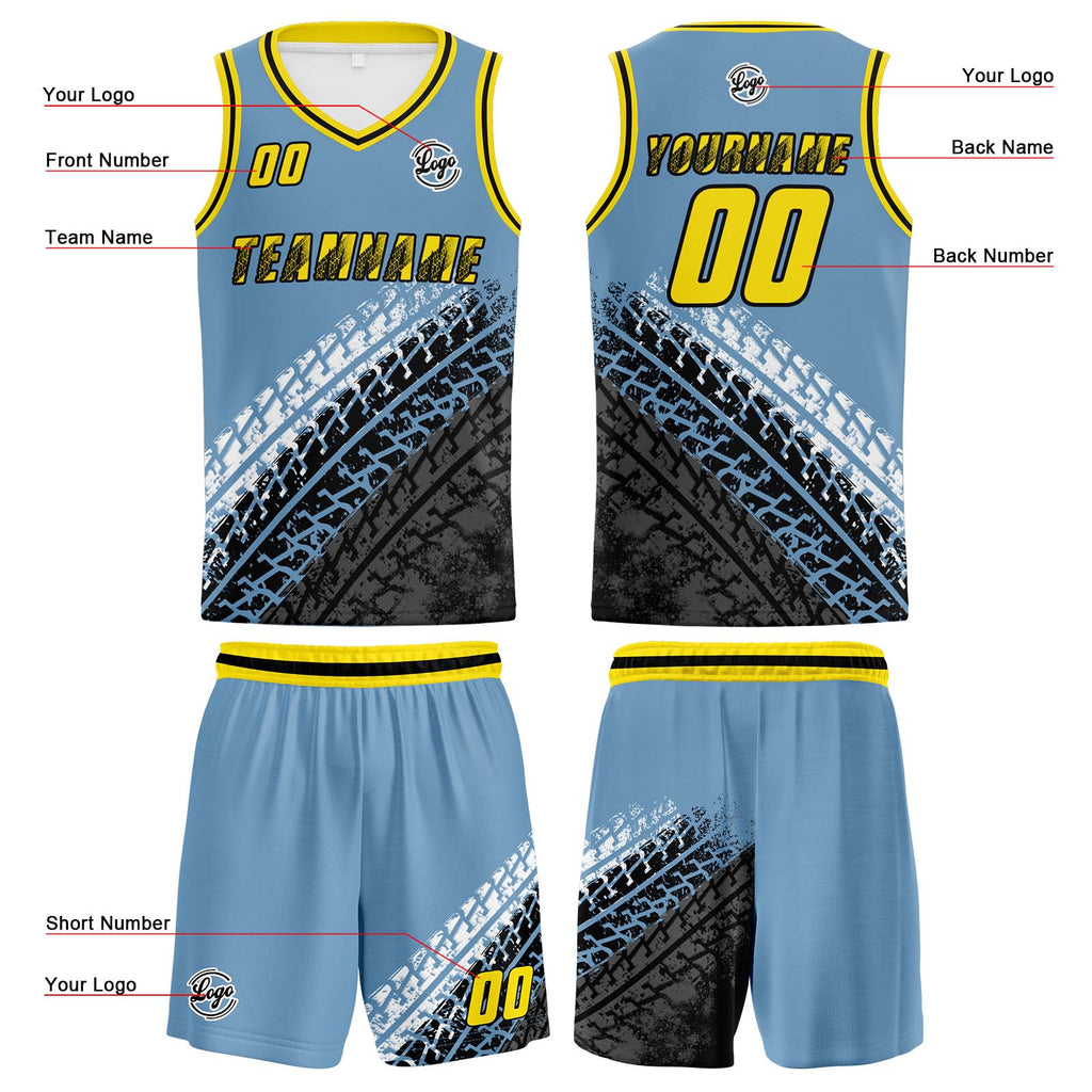 Custom Steel Blue Basketball Jersey Uniform Suit Printed Your Logo Name Number enthsush