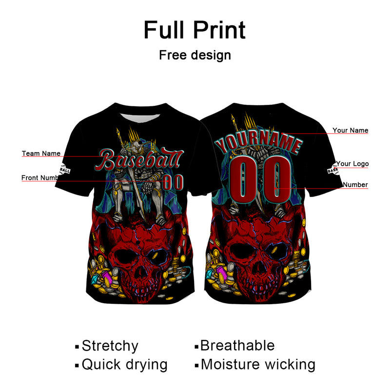 Custom Black Jersey Personalized Baseball Shirt for Men Women Kids Youth