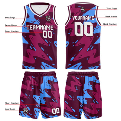 Custom Burgundy Light Reversible Basketball Suit for Adults and Kids Personalized Jersey enthsush