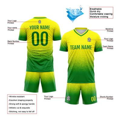 Custom Soccer Jerseys for Men Women Personalized Soccer Uniforms for Adult and Kid Yellow&Green enthsush
