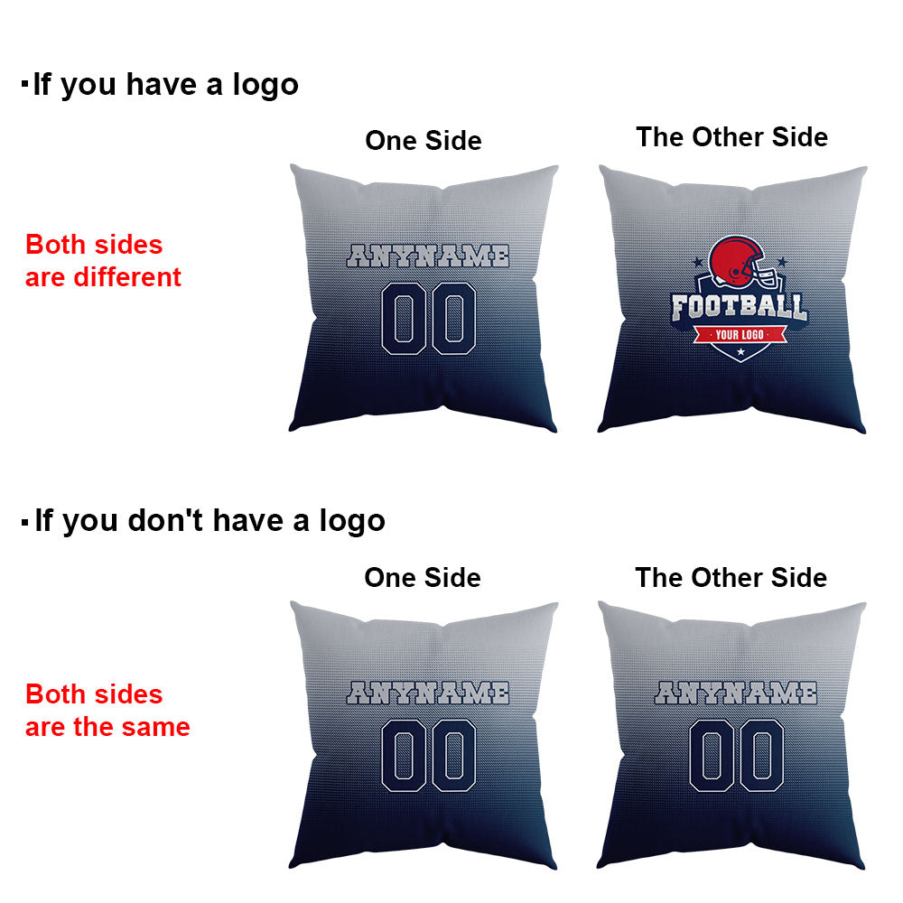 Custom Football Throw Pillow for Men Women Boy Gift Printed Your Personalized Name Number Navy&White&Blue enthsush
