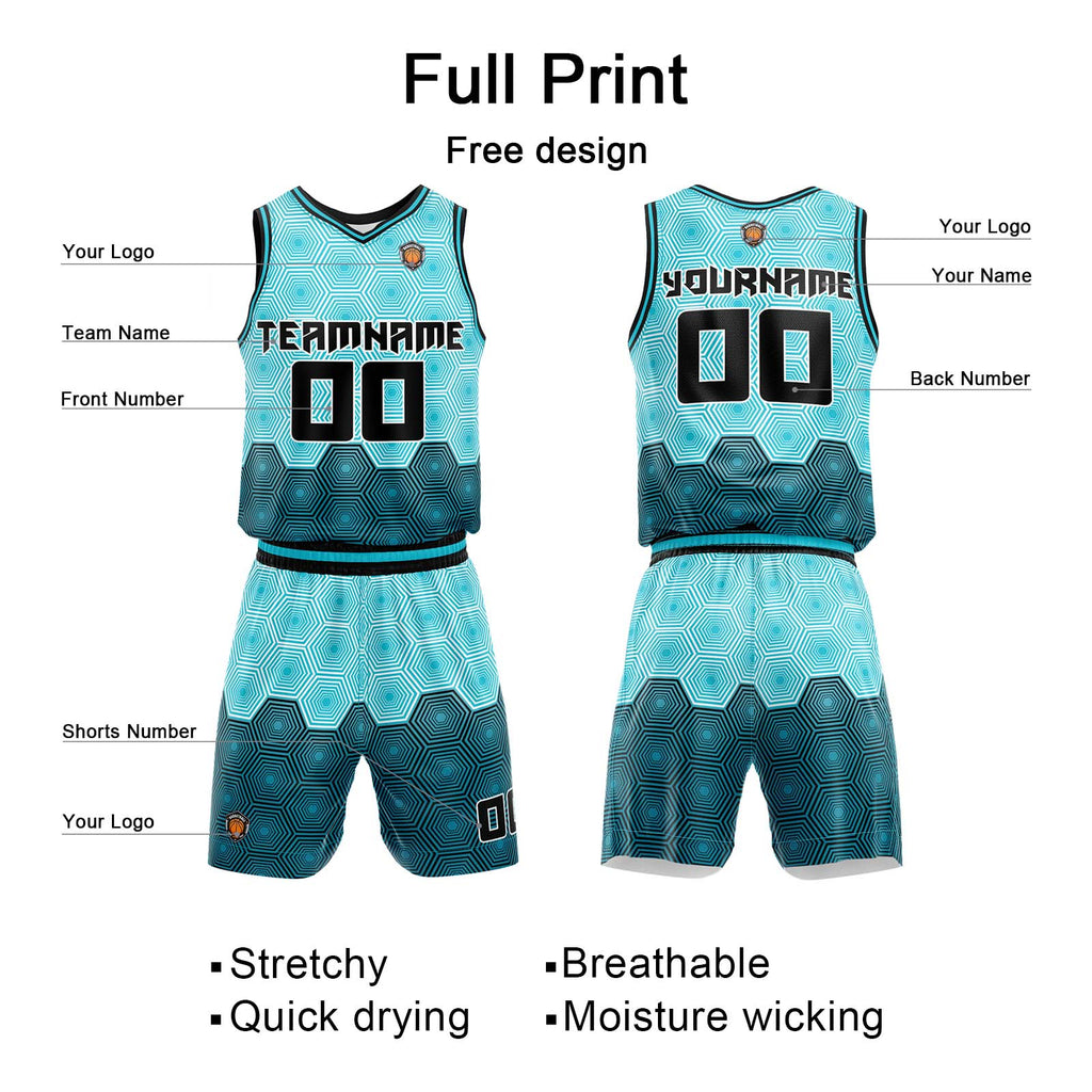 Custom Aqua Basketball Jersey Uniform Suit Printed Your Logo Name Number enthsush