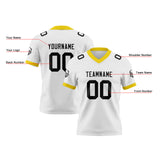 Custom White Yellow Football Jersey Personalized Football Shirts for Men Women  Printed Team Name Number Logo