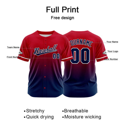 Custom Full Print Design Authentic Baseball Jersey red-navy enthsush