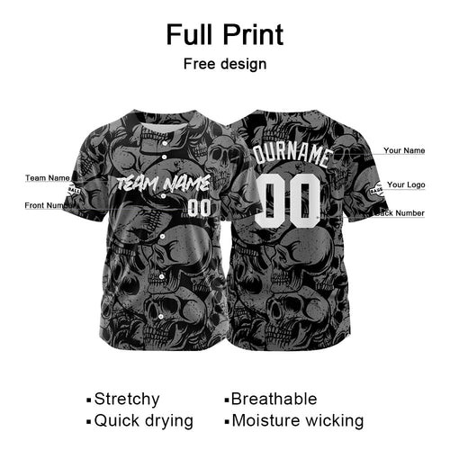 Custom Baseball Jersey Personalized Baseball Shirt for Men Women Kids Youth Teams Stitched and Print Black&Grey enthsush