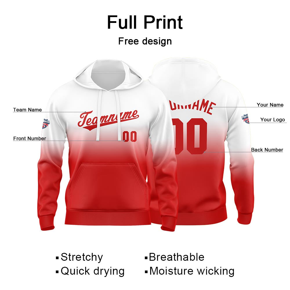 Custom Gradient Hoodie For Man Woman Girl Boy Print Your Logo Name Number Red enthsush