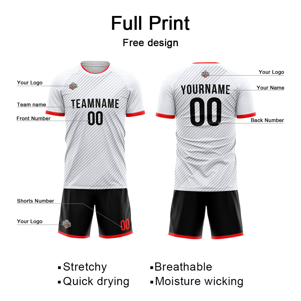 Custom Soccer Jerseys for Men Women Personalized Soccer Uniforms for Adult and Kid White-Black enthsush