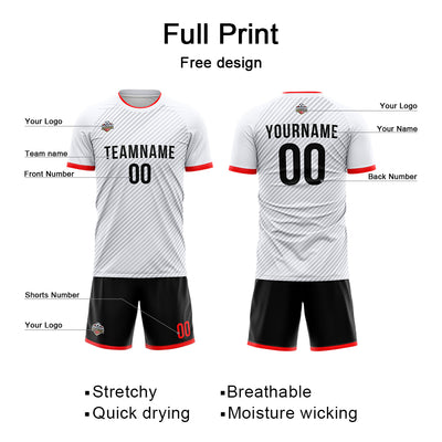 Custom Soccer Jerseys for Men Women Personalized Soccer Uniforms for Adult and Kid White-Black enthsush