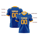 Custom Blue Yellow Football Jersey Personalized Football Shirts for Men Women  Printed Team Name Number Logo