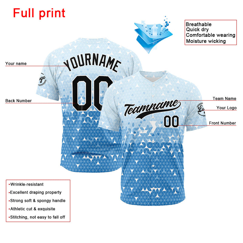 Custom Full Print Design Authentic Baseball Jersey blue