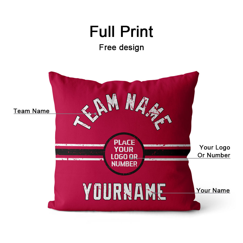 Custom Football Throw Pillow for Men Women Boy Gift Printed Your Personalized Name Number Red & Black & White enthsush
