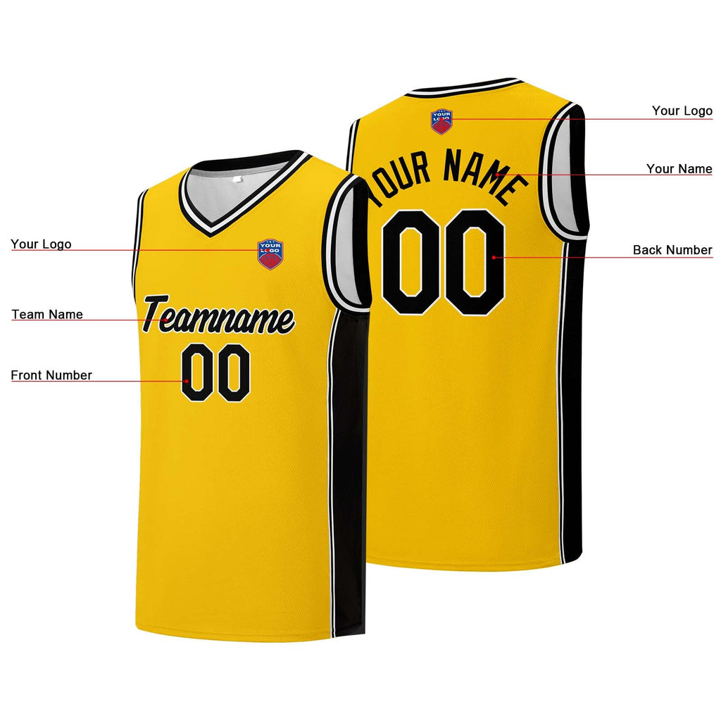 Custom basketball jersey shorts for men and women. Embroidered and printed name, number and logo Yellow enthsush
