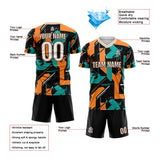 Custom Aqua Orange Soccer Jerseys for Men Women Personalized Soccer Uniforms for Adult and Kid