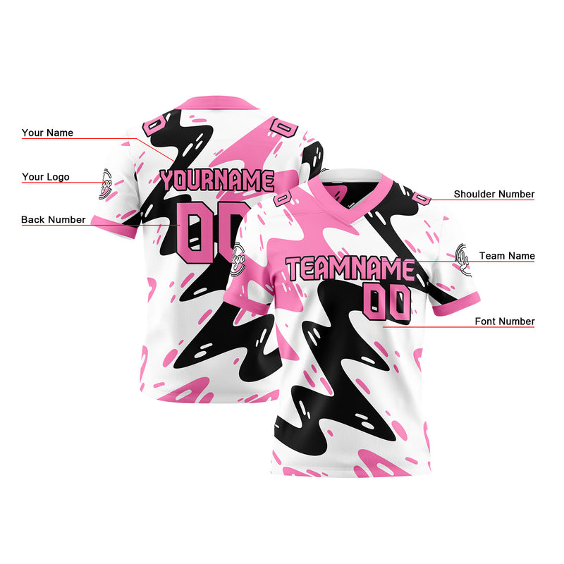 Custom Pink White Reversible Gradient Football Jersey Personalized Football Shirts for Men Women  Printed Team Name Number Logo