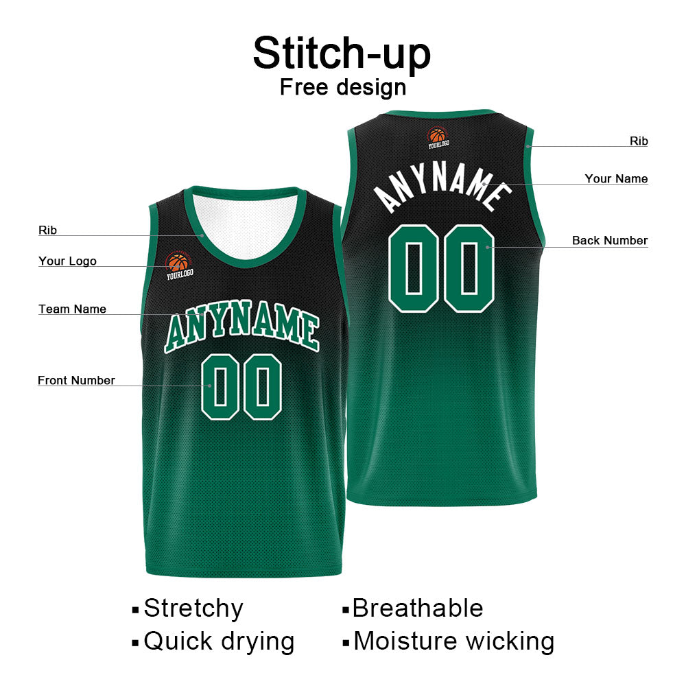 Custom Basketball Jersey Personalized Stitched Team Name Number Logo Black&Green enthsush