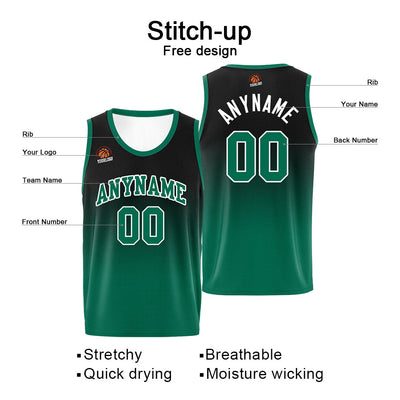 Custom Basketball Jersey Personalized Stitched Team Name Number Logo Black&Green enthsush