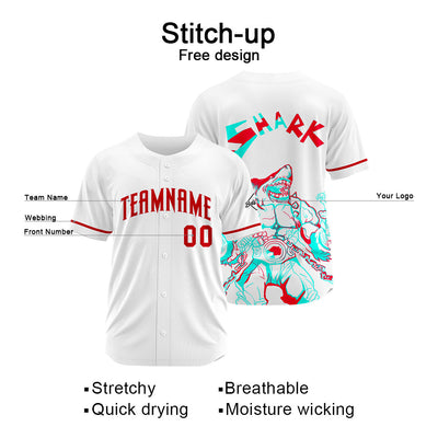 Custom Baseball Uniforms High-Quality for Adult Kids Optimized for Performance Shark-White&Red enthsush