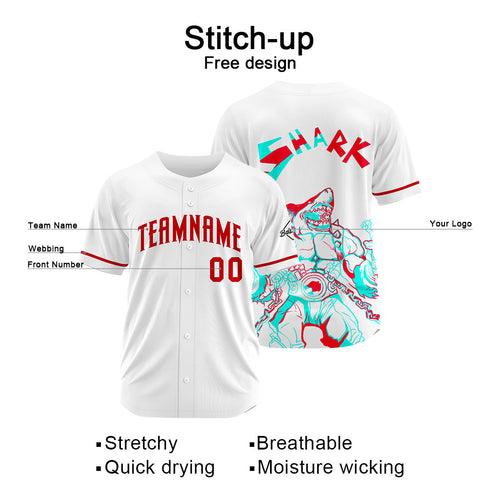 Custom Baseball Uniforms High-Quality for Adult Kids Optimized for Performance Shark-White&Red enthsush