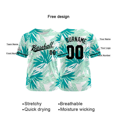 Custom Full Print Design Authentic Baseball Jersey Aqua green enthsush