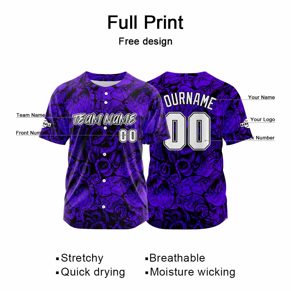 Custom Baseball Uniforms High-Quality for Adult Kids Optimized for Performance Seabed-Purple enthsush