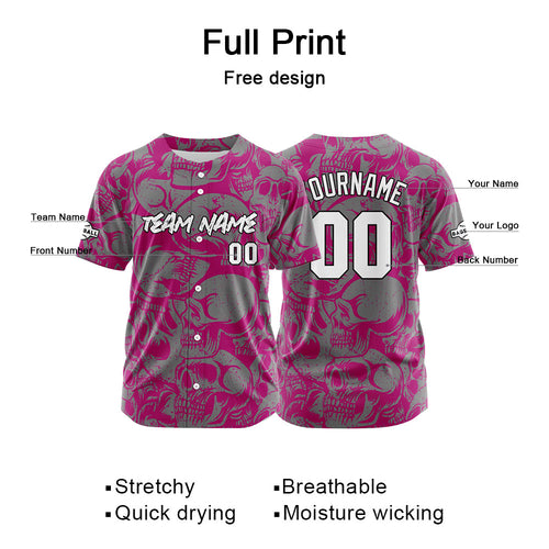 Custom Baseball Jersey Personalized Baseball Shirt for Men Women Kids Youth Teams Stitched and Print Red Violet&Grey enthsush
