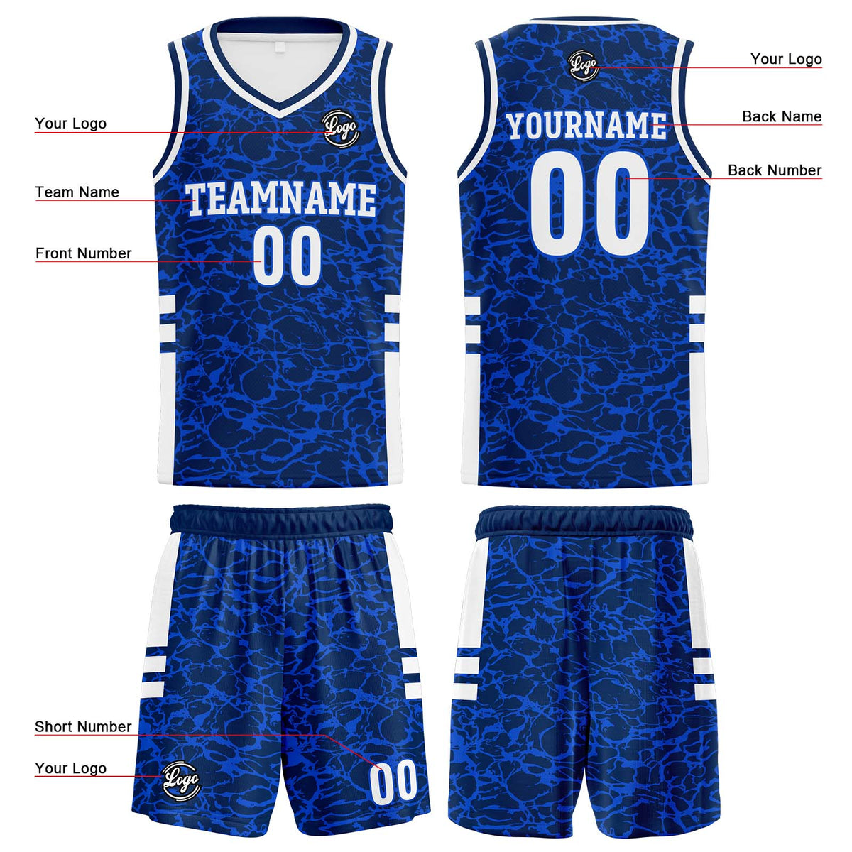 Custom Royal Basketball Jersey Uniform Suit Printed Your Logo Name Number enthsush