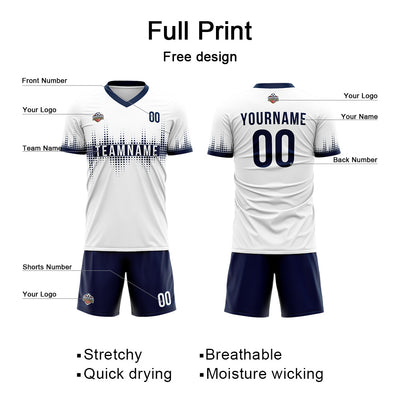 Custom Soccer Jerseys for Men Women Personalized Soccer Uniforms for Adult and Kid White-Navy enthsush