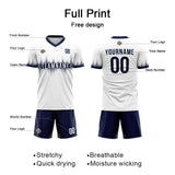 Custom Soccer Jerseys for Men Women Personalized Soccer Uniforms for Adult and Kid White-Navy