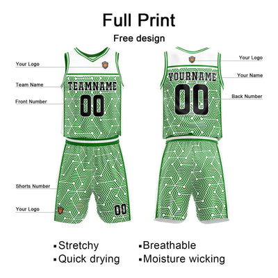 Custom White Green Basketball Jersey Uniform Suit Printed Your Logo Name Number enthsush