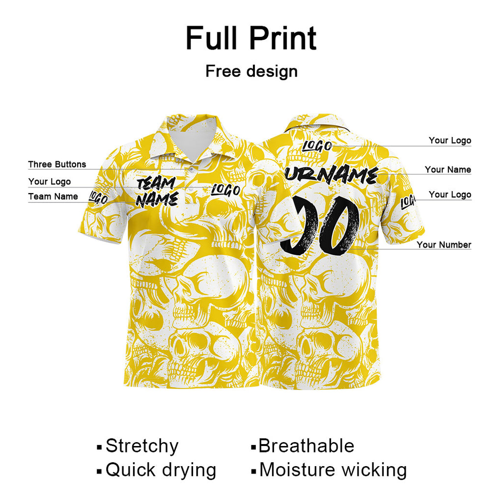 Custom Football Polo Shirts  Add Your Unique Logo/Name/Number Yellow&White enthsush