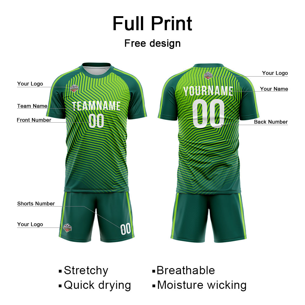 Custom Soccer Jerseys for Men Women Personalized Soccer Uniforms for Adult and Kid Green enthsush
