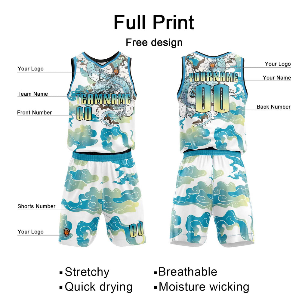 Custom Blue Yellow Basketball Jersey Uniform Suit Printed Your Logo Name Number enthsush