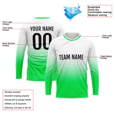 Custom Basketball Soccer Football Shooting Long T-Shirt for Adults and Kids White-Green enthsush