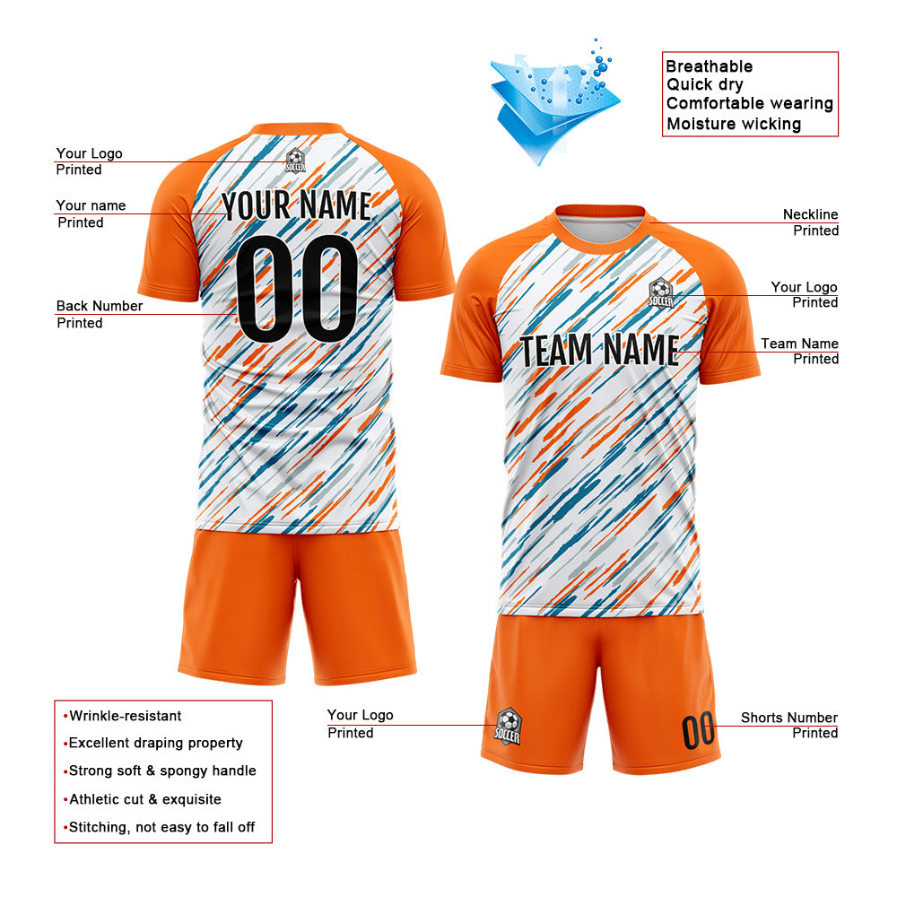 Custom Soccer Jerseys for Men Women Personalized Soccer Uniforms for Adult and Kid White&Orange enthsush