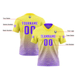 Custom Yellow Purple Football Jersey Personalized Gradient Football Shirts for Men Printed Team Name Number Logo