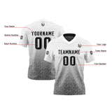 Custom Black White Football Jersey Personalized Gradient Football Shirts for Men Printed Team Name Number Logo