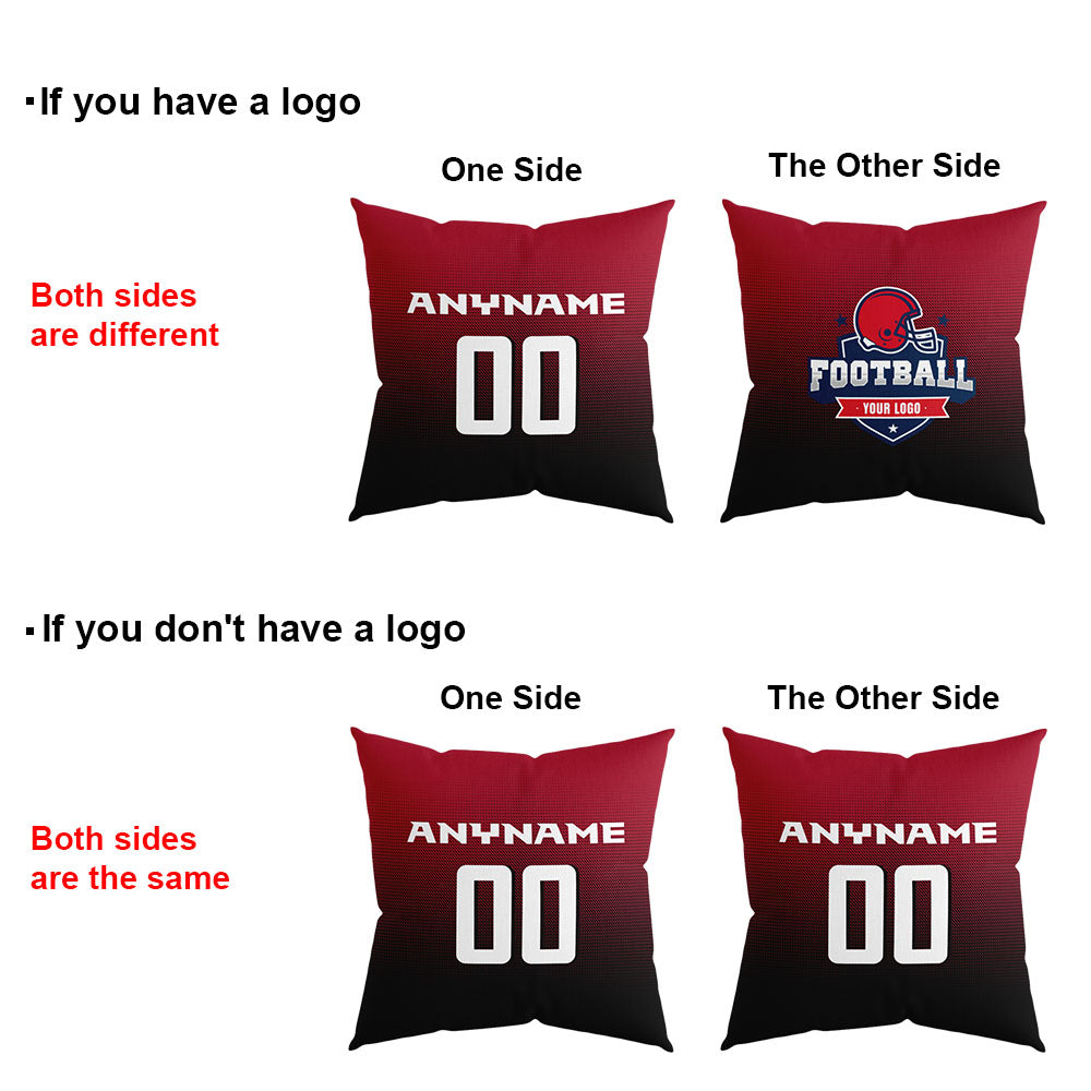 Custom Football Throw Pillow for Men Women Boy Gift Printed Your Personalized Name Number Red&White&Black enthsush