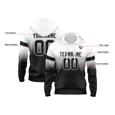 Custom Gradient Hoodie For Man Woman Girl Boy Print Your Logo Name Number White&Black enthsush
