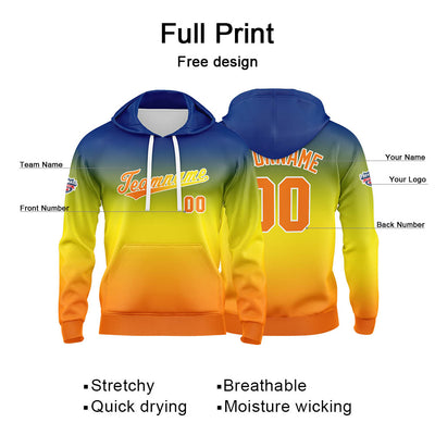 Custom Gradient Hoodie For Man Woman Girl Boy Print Your Logo Name Number Yellow Orange enthsush