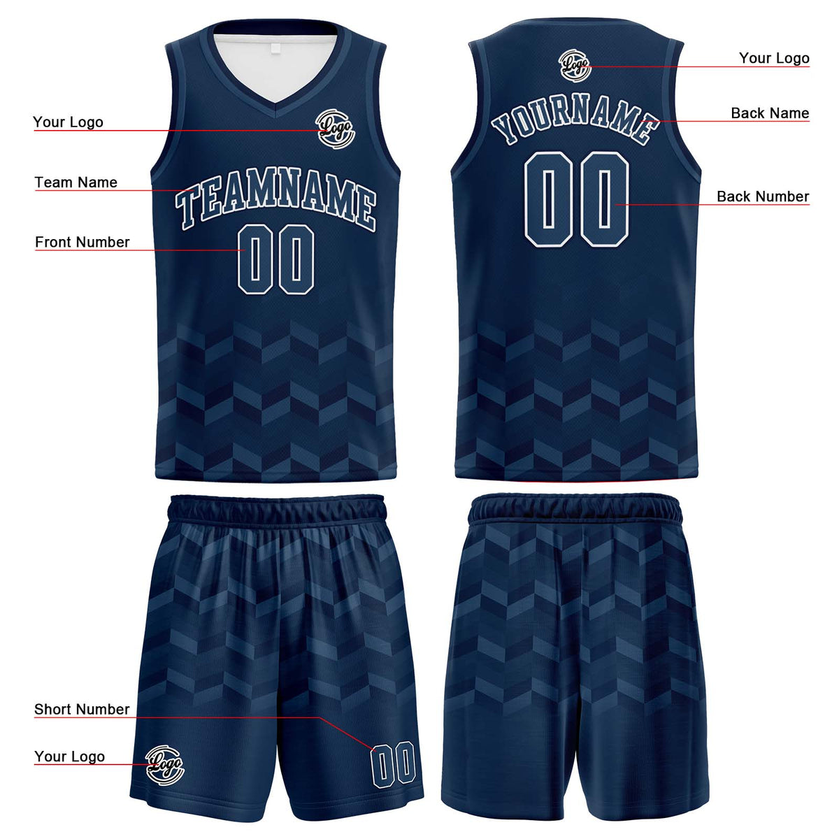Custom Navy Basketball Jersey Uniform Suit Printed Your Logo Name Number enthsush
