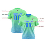 Custom Green Blue Football Jersey Personalized Gradient Football Shirts for Men Printed Team Name Number Logo