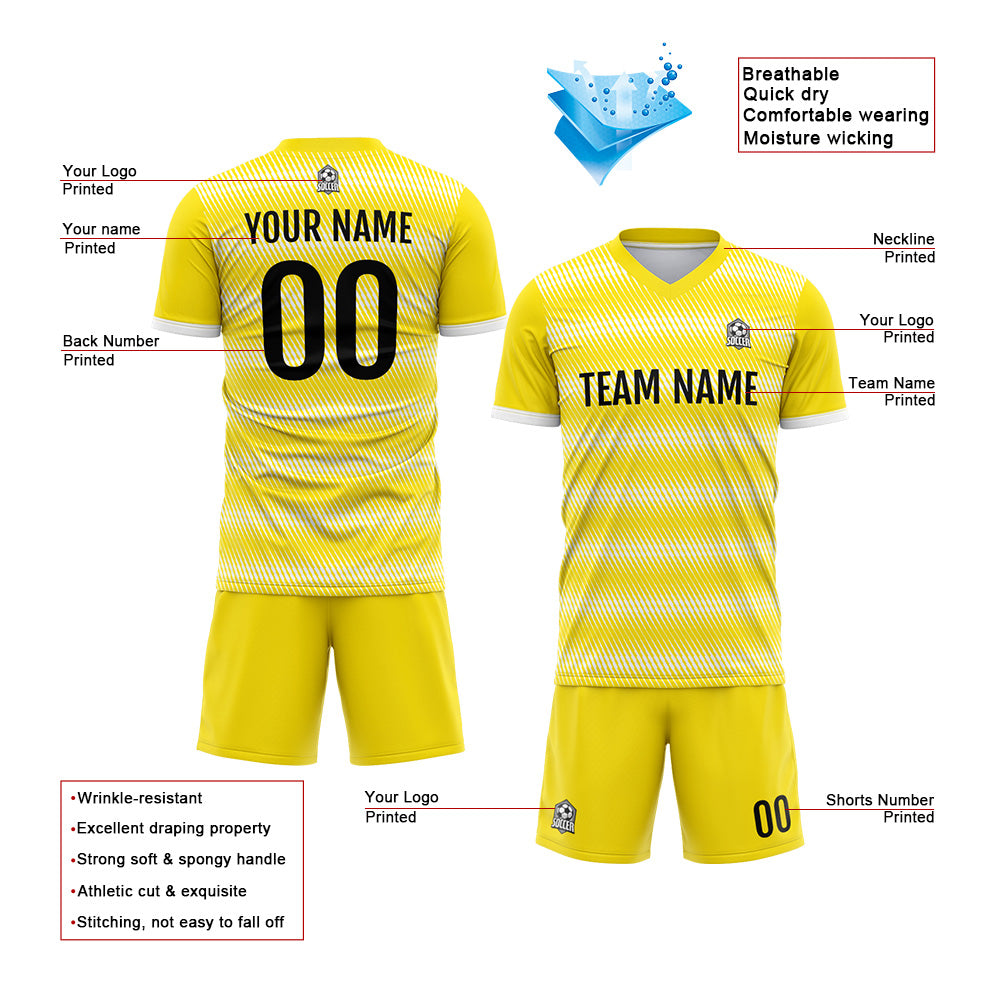 Custom Soccer Jerseys for Men Women Personalized Soccer Uniforms for Adult and Kid Yellow enthsush