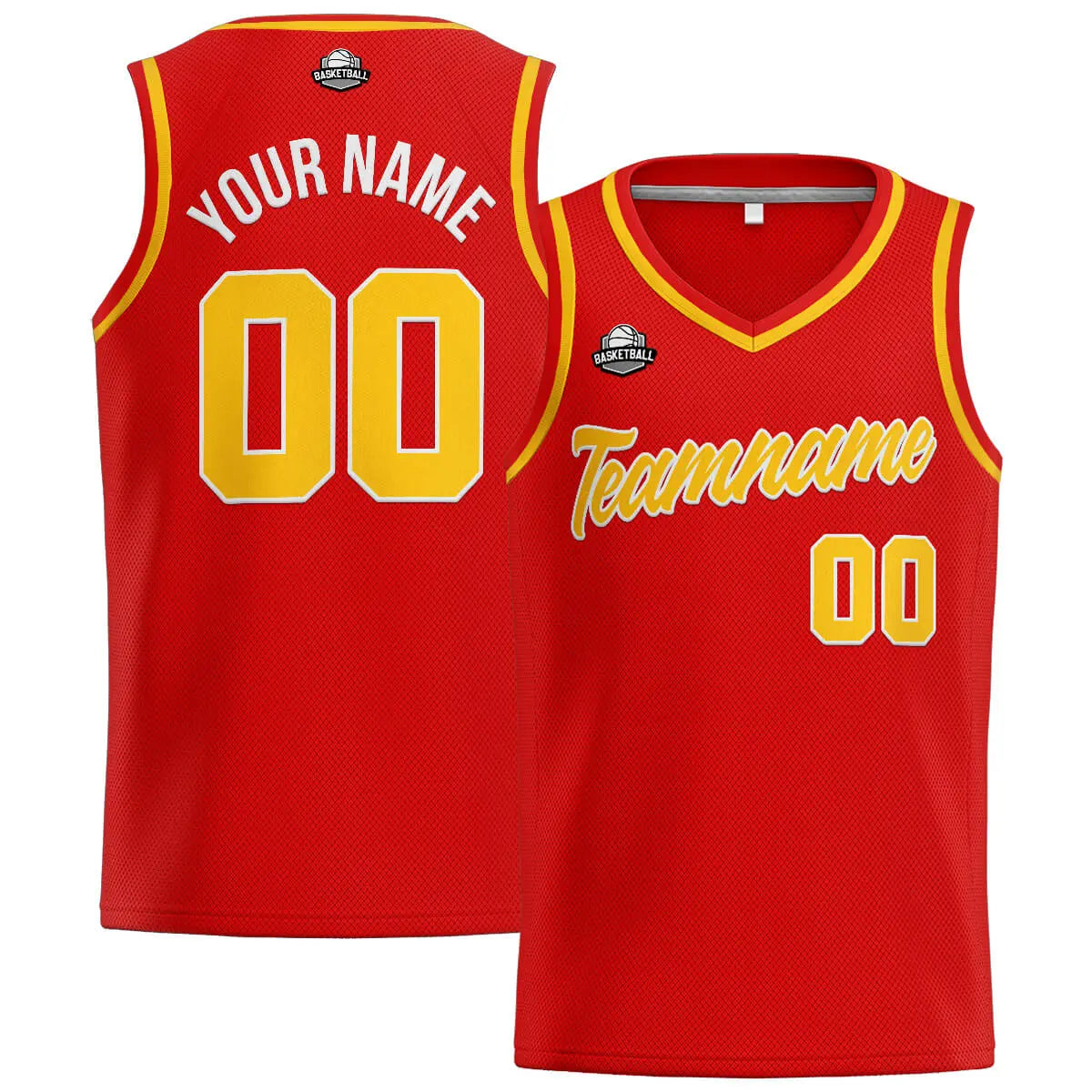 Custom Stitched Basketball Jersey for Men, Women  And Kids Red-Yellow enthsush