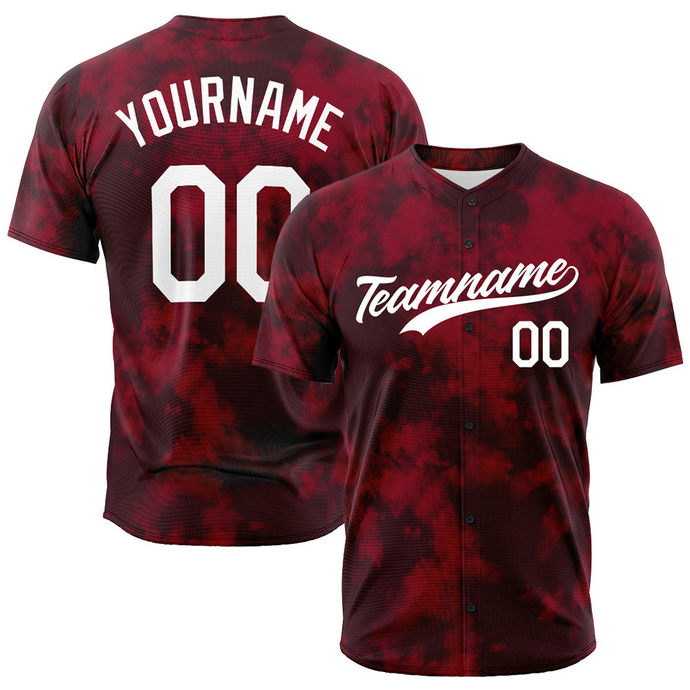 Custom Full Print Design Authentic Baseball Jersey Flocculent tie-dyed enthsush