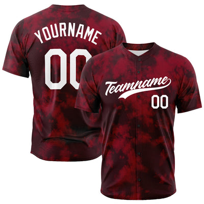 Custom Full Print Design Authentic Baseball Jersey Flocculent tie-dyed enthsush