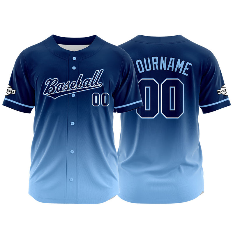 Custom Full Print Design Authentic Baseball Jersey light blue-navy